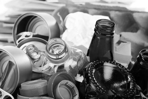 Workers sorting garden waste near Hampstead Heath for recycling